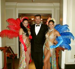 Romano Guttadauro with show girls from Brazil, Breakers Hotel, Palm Beach, Florida